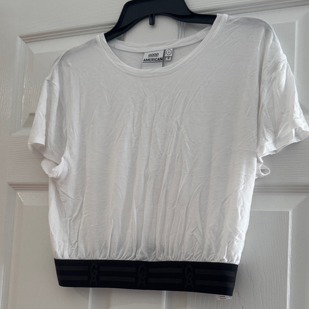 American Apparel White and Black Crop Top